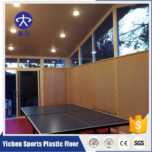 美國室內乒乓球PVC塑膠地板施工效果